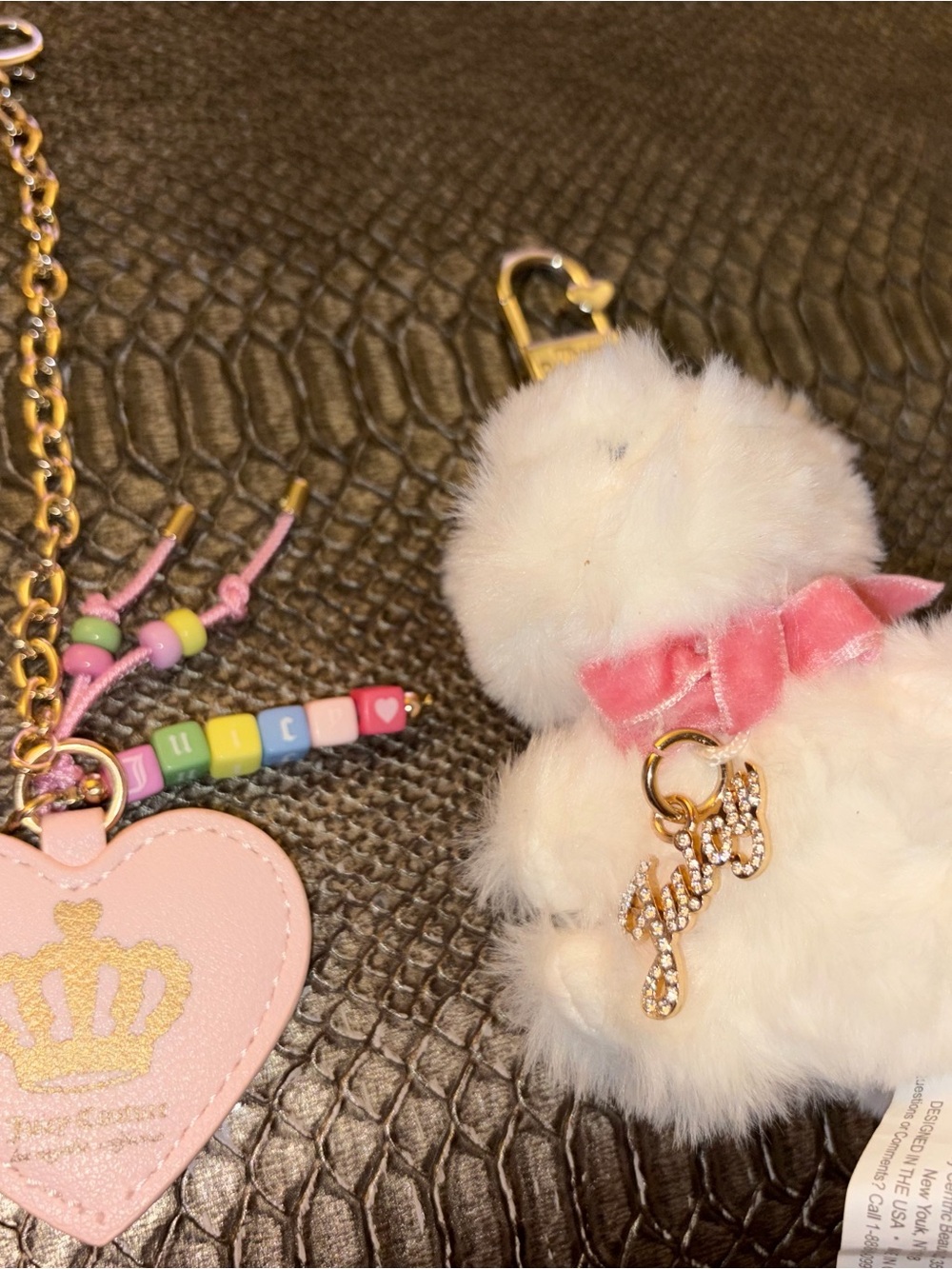 Fluffy White plush juicy Scottie dog Keychain bag charm and heart one!!!